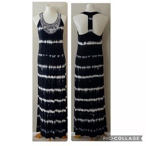 INC International Concepts Beach Black Tie Dye Embellished Dress Size XL